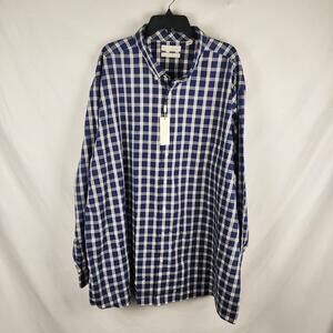 Gold Label Roundtree & Yorke Shirt Mens 4XLT Blue Plaid Non Iron Tall Dress
